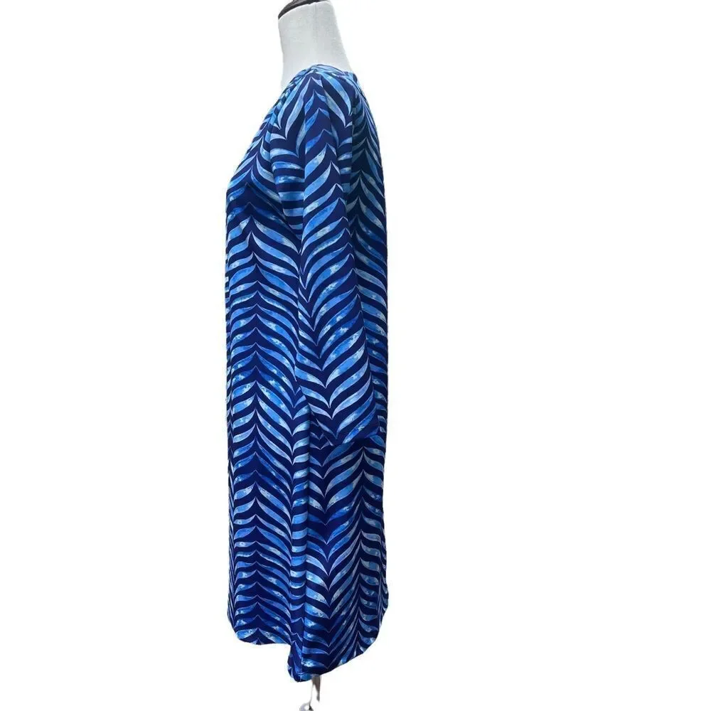 Chelsea Gunn Organic Blue Geometric Zebra Print Body Con Mini Dress